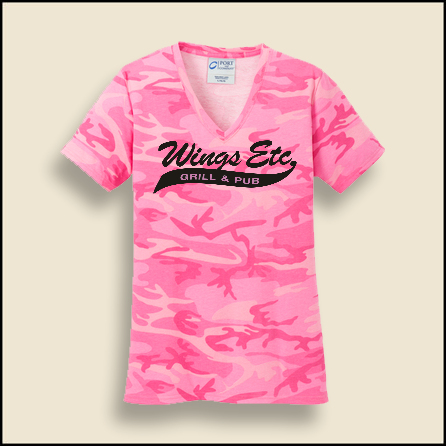 M. Ladies Pink Camo V-Neck T-Shirt