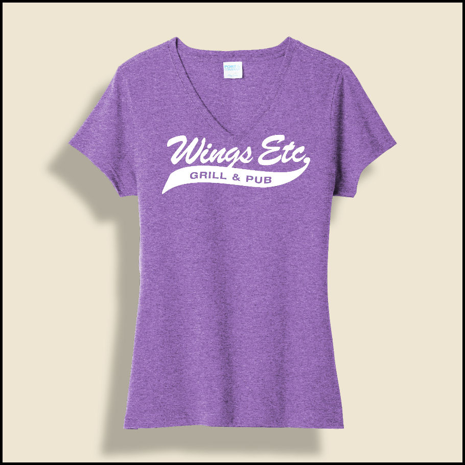 Purple Heather Wings Etc. Ladies V-Neck