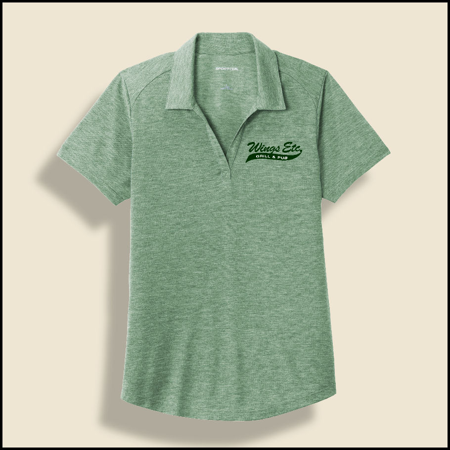 Forest Green Heather Ladies Wings Etc. Triblend Polo