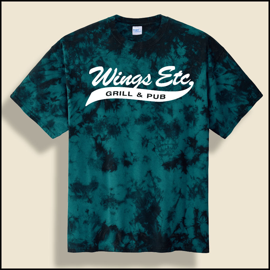 Black/Teal Wings Etc. Crystal Tie Dyed T-Shirt
