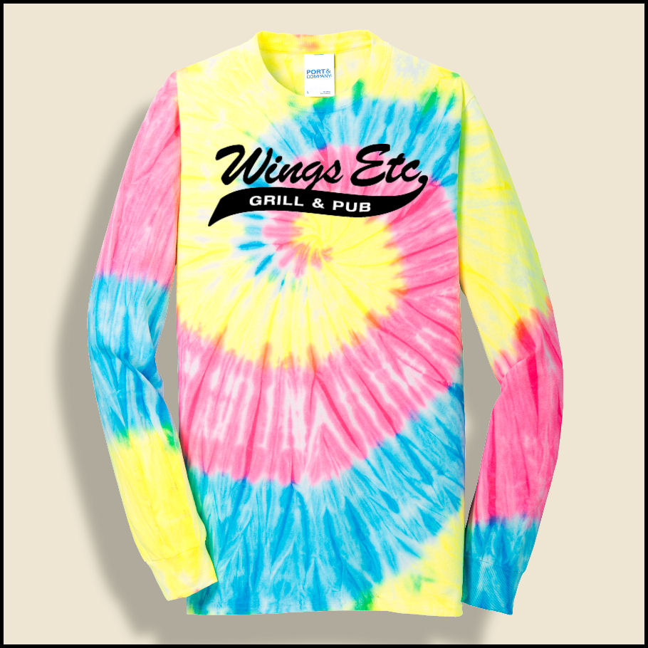 Neon Rainbow Wings Etc. Long Sleeve Tie Dyed T-Shirt