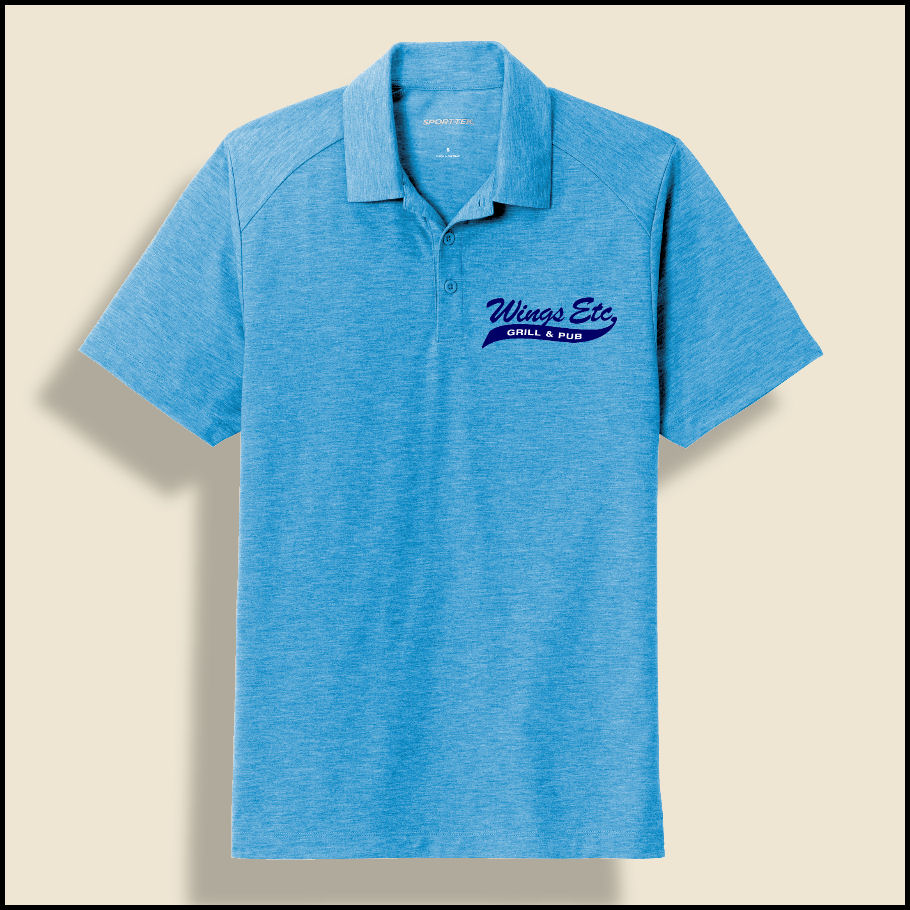 Pond Blue Heather Wings Etc. Triblend Polo